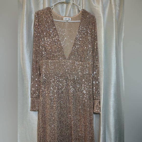 Emerald Sundae Rose Gold Sequin Maxi Dress XL - Picture 8 of 15
